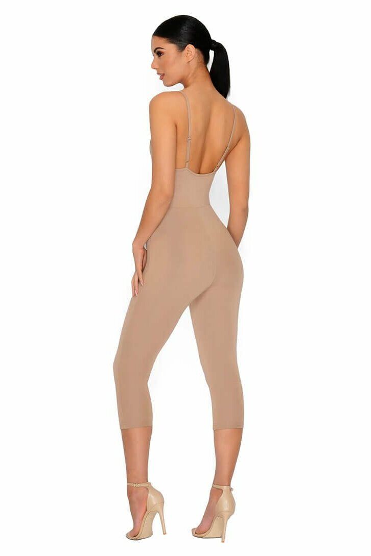 Strap It Together Double Layered Cropped Jumpsuit in Tan sold by Oh Polly product image thumbnail 12