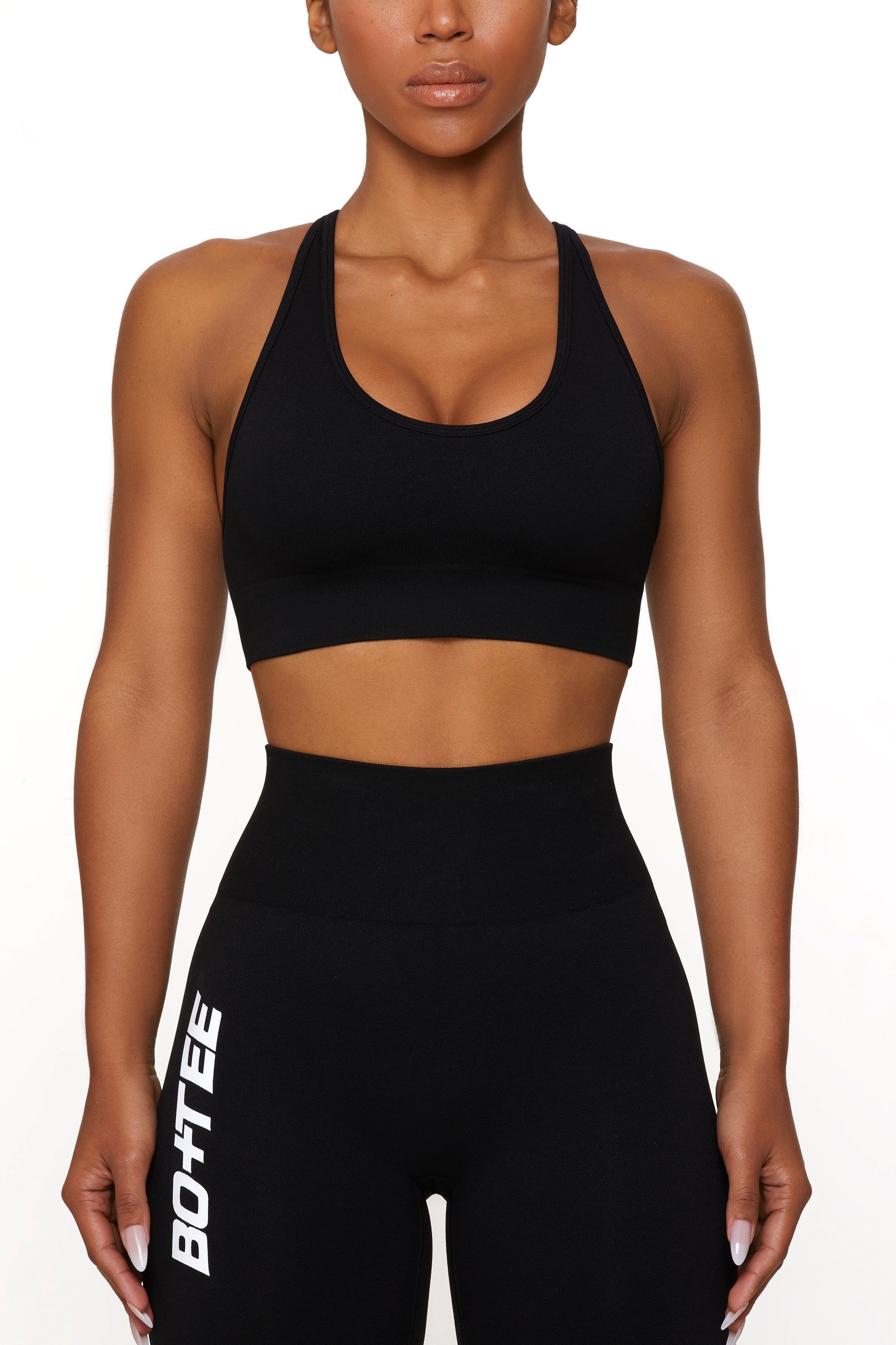 Plunge Neckline Sports Bra in Black sold by Oh Polly product image thumbnail 4