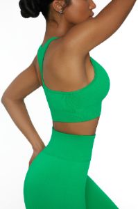 V Neck Sports Bra in Green sold by Oh Polly