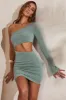 One Shoulder Flare Sleeve Mini Dress in Blue sold by Oh Polly