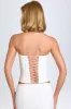 Ruched Lace-Up Corset Top in White sold by Oh Polly