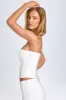 Ruched Lace-Up Corset Top in White sold by Oh Polly