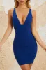 Plunge Ruched Mini Dress in Navy sold by Oh Polly