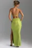Embellished V-Waist Maxi Skirt in Pear Green sold by Oh Polly