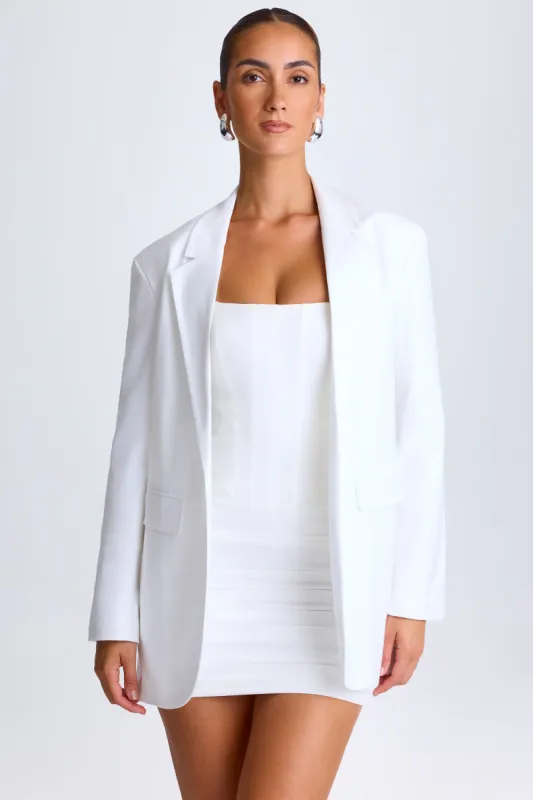 Oversized Single-Breasted Blazer in White sold by Oh Polly