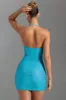Embellished Halterneck Mini Dress in Aqua Blue sold by Oh Polly