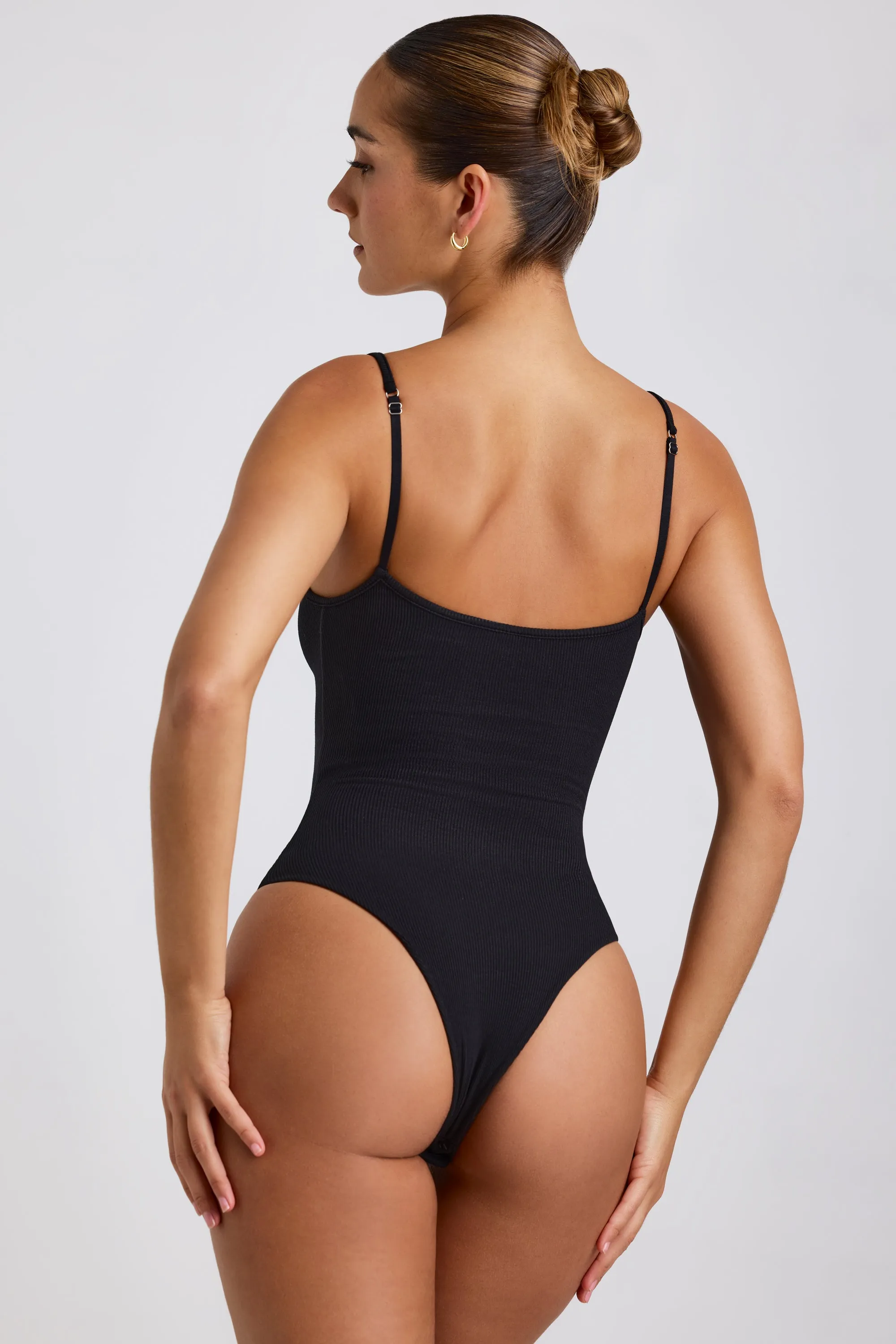 Ribbed Modal Square Neck Bodysuit in Black sold by Oh Polly product image thumbnail 2