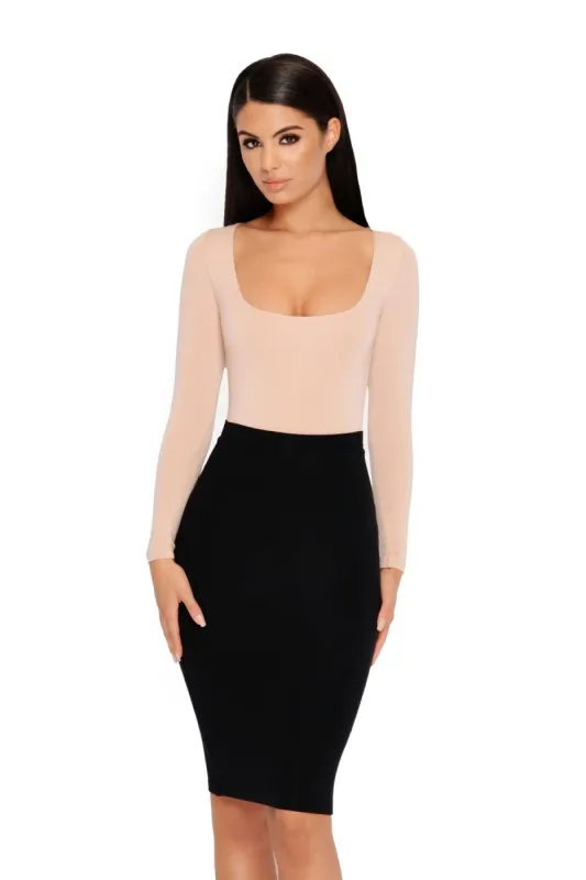 Number 1 Fit Double Layered Midi Skirt in Black sold by Oh Polly