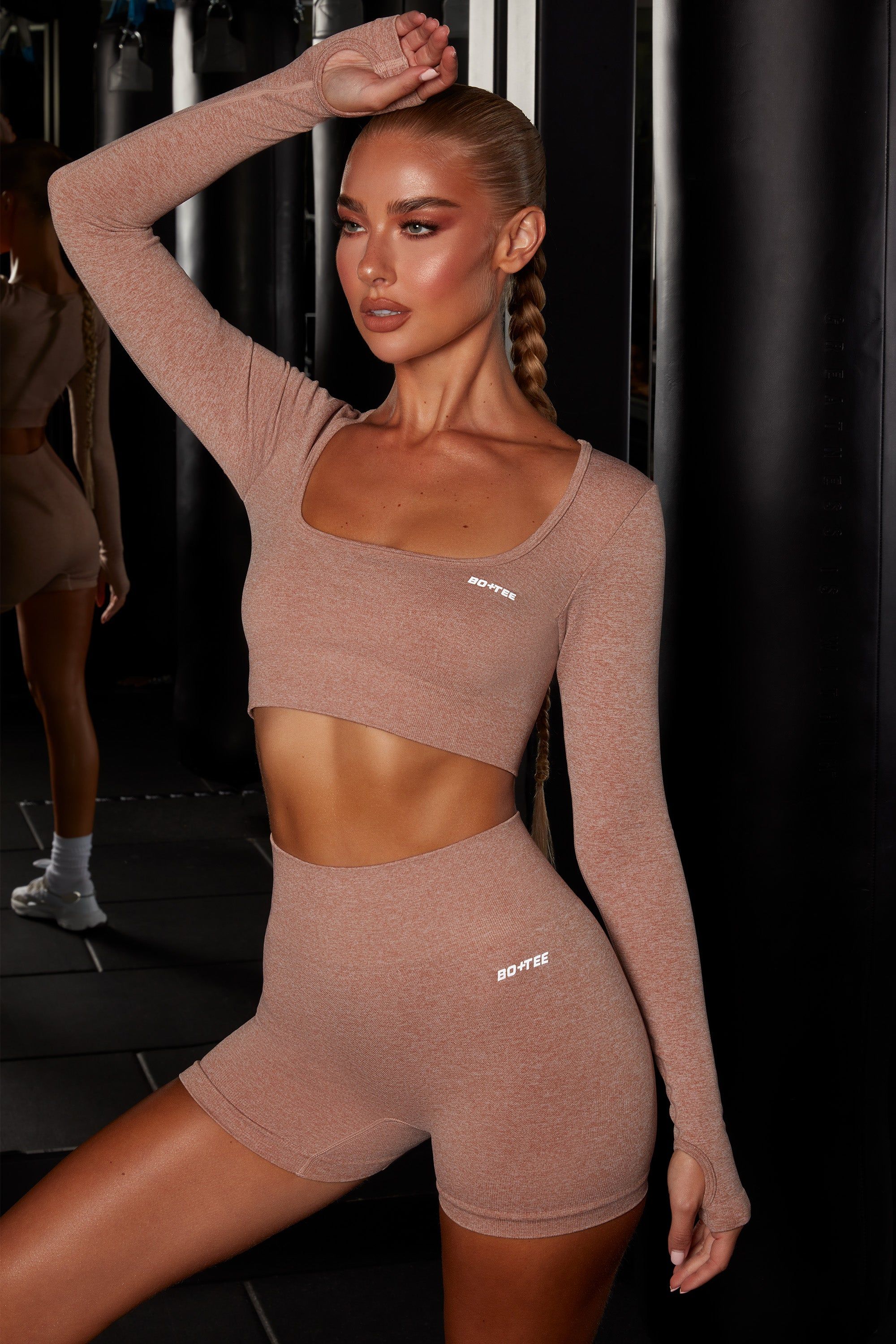 Motion Seamless Long Sleeve Crop Top in Brown sold by Oh Polly product image thumbnail 2