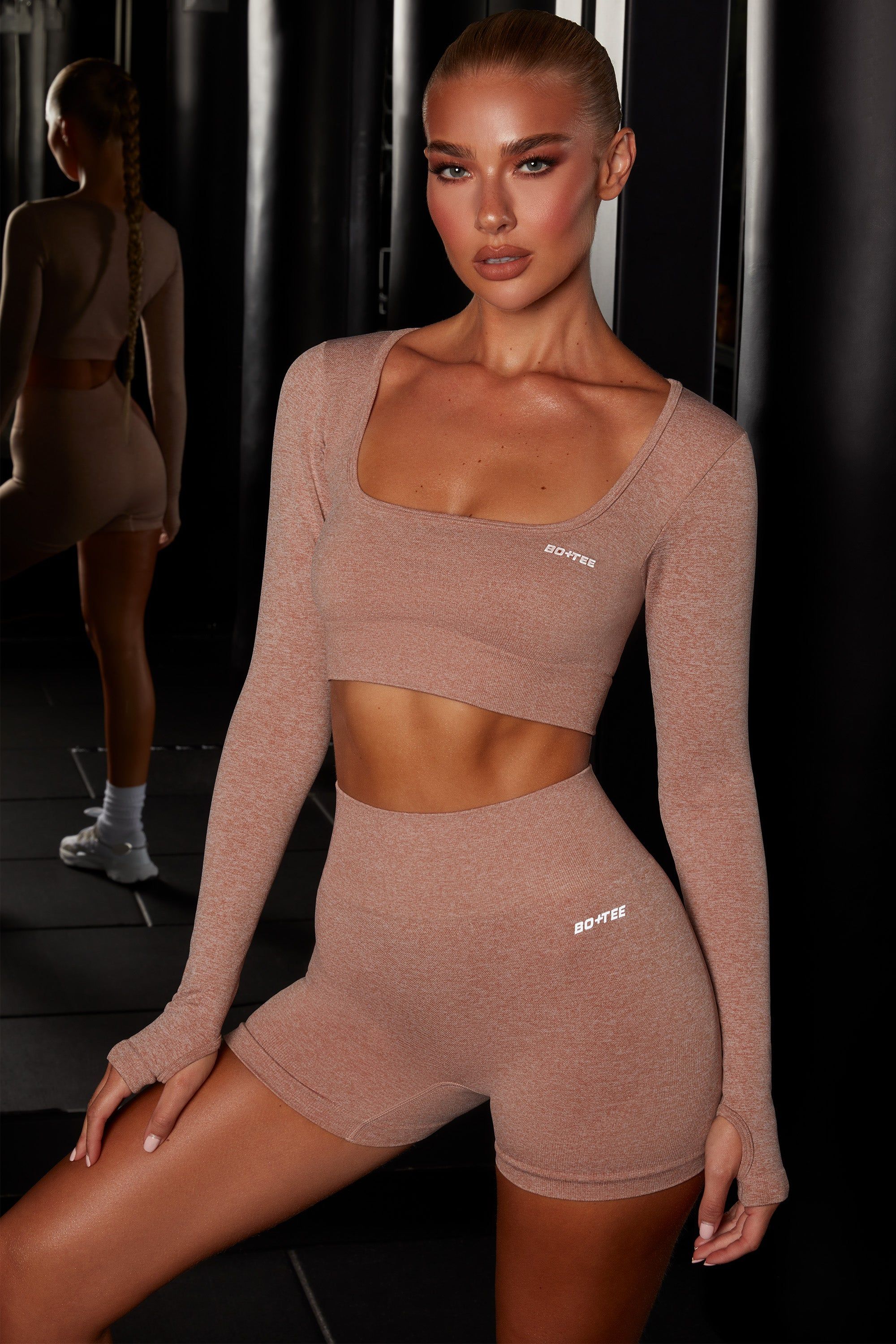Motion Seamless Long Sleeve Crop Top in Brown sold by Oh Polly product image thumbnail 4
