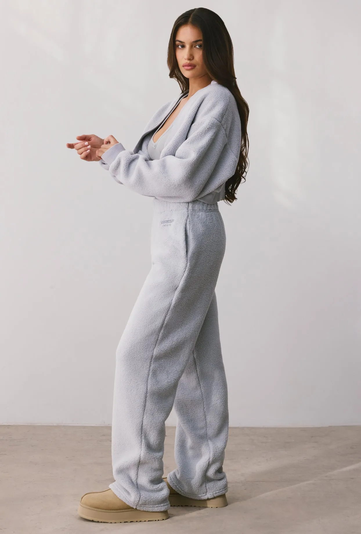 Fleece Cropped Shrug in Fog sold by Oh Polly product image thumbnail 3