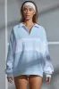 Oversized Half Zip Panel Sweatshirt in Powder Blue sold by Oh Polly