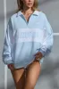Oversized Half Zip Panel Sweatshirt in Powder Blue sold by Oh Polly