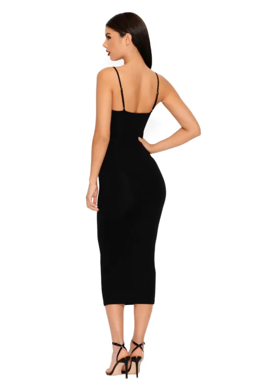 Smooth Move Boy Double Layered Midi Dress in Black sold by Oh Polly