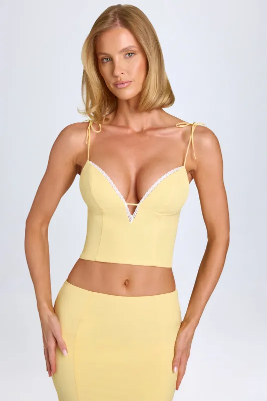 Lace-Trim Camisole Top in Pastel Yellow sold by Oh Polly