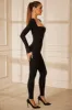 Tall Sweetheart Neckline Long Sleeve Jumpsuit in Black sold by Oh Polly