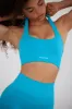 Define Luxe Halterneck Sports Bra in Turquoise Blue sold by Oh Polly