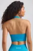 Define Luxe Halterneck Sports Bra in Turquoise Blue sold by Oh Polly