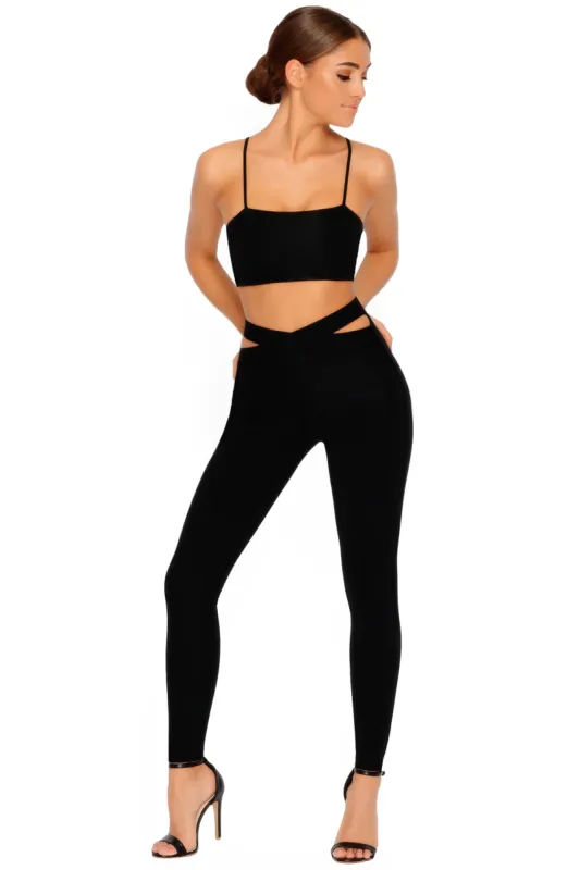 Cut Outta Here Crop Top in Black sold by Oh Polly