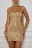 Embellished Scarf-Detail Mini Dress in Gold sold by Oh Polly
