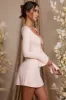 Long Sleeve Cut Out A-Line Mini Dress in Blush sold by Oh Polly
