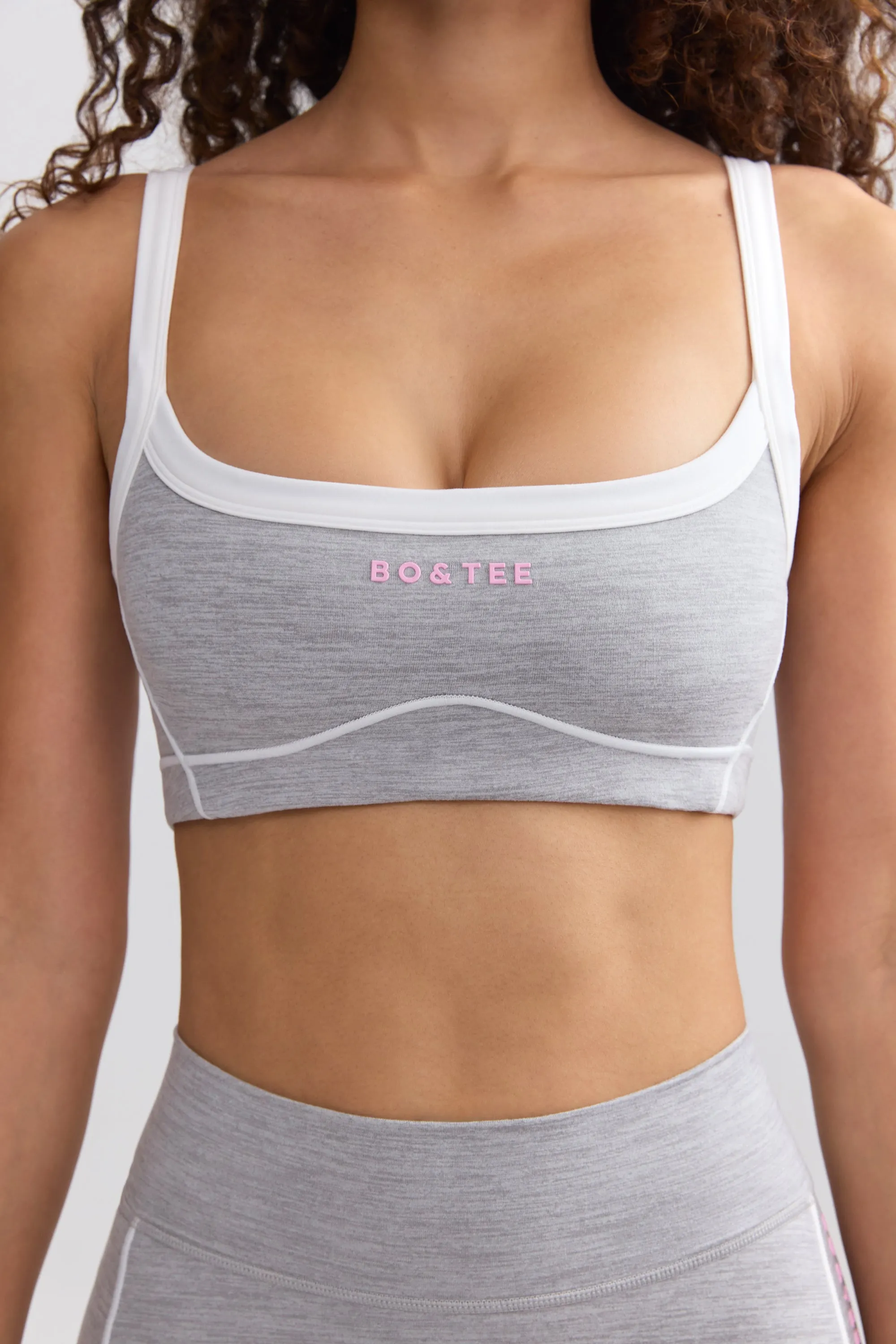Soft Active Contrast-Trim Sports Bra in Marl Grey sold by Oh Polly product image thumbnail 4