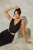 Plunge Neck Corset Crop Top in Black sold by Oh Polly