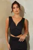 Plunge Neck Corset Crop Top in Black sold by Oh Polly