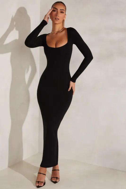 Long Sleeve Maxi Dress in Black sold by Oh Polly