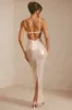 Sheer Sequin V-Neck Cut Out Back Evening Gown in White sold by Oh Polly