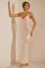 Sheer Sequin V-Neck Cut Out Back Evening Gown in White sold by Oh Polly