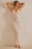 Sheer Sequin V-Neck Cut Out Back Evening Gown in White sold by Oh Polly