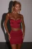 Shine On Ruched Satin Bustier Crop Top in Red sold by Oh Polly