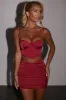 Shine On Ruched Satin Bustier Crop Top in Red sold by Oh Polly