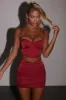 Shine On Ruched Satin Bustier Crop Top in Red sold by Oh Polly