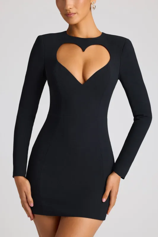 black dress heart cut out Long Sleeve Mini in Size:US Size 2 The little navy dress new years