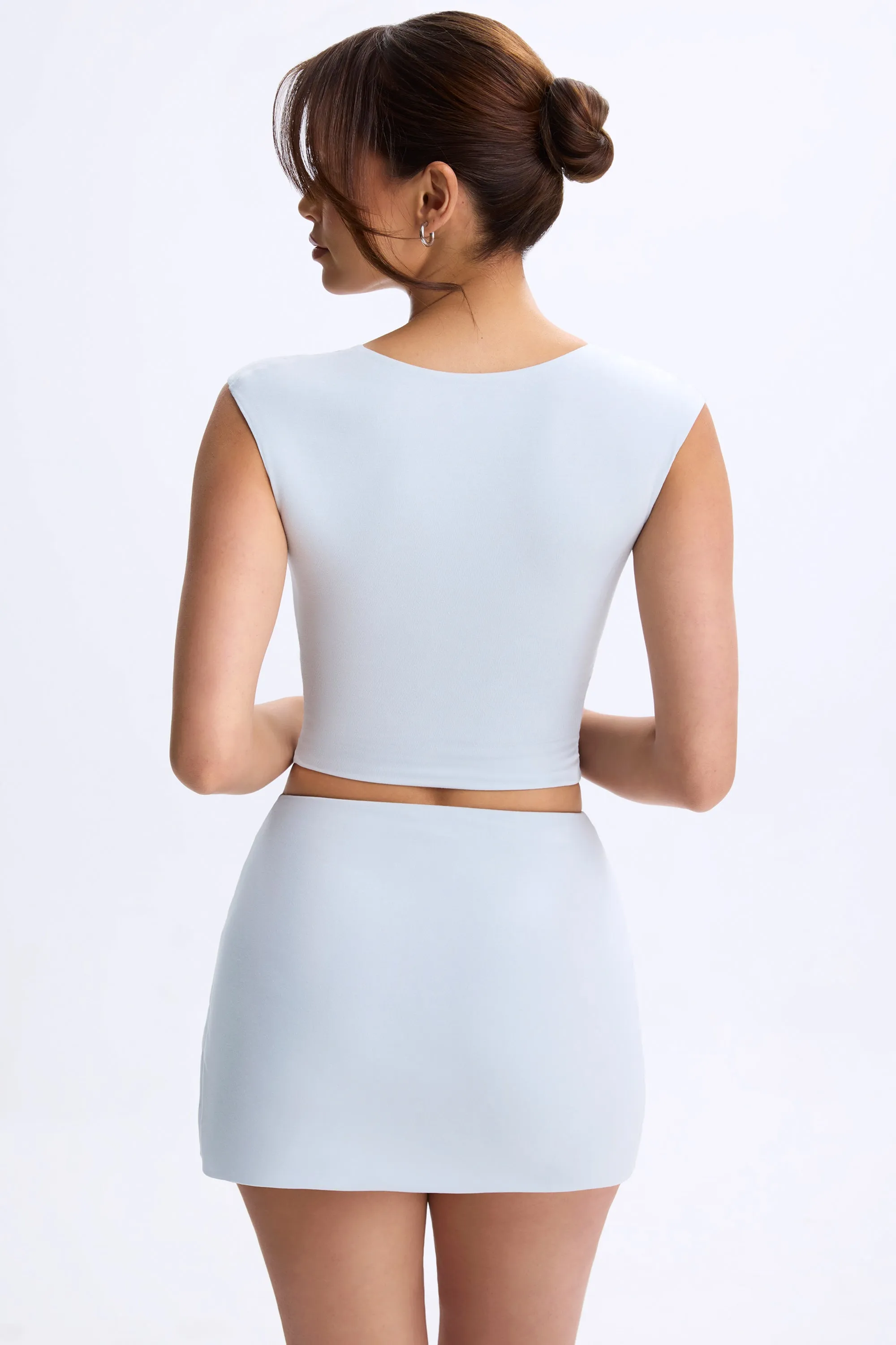 Ruched Cap-Sleeve Top in Dusty Blue sold by Oh Polly product image thumbnail 2