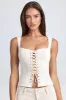 Lace-Up Corset Top in Ecru sold by Oh Polly