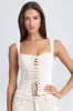 Lace-Up Corset Top in Ecru sold by Oh Polly