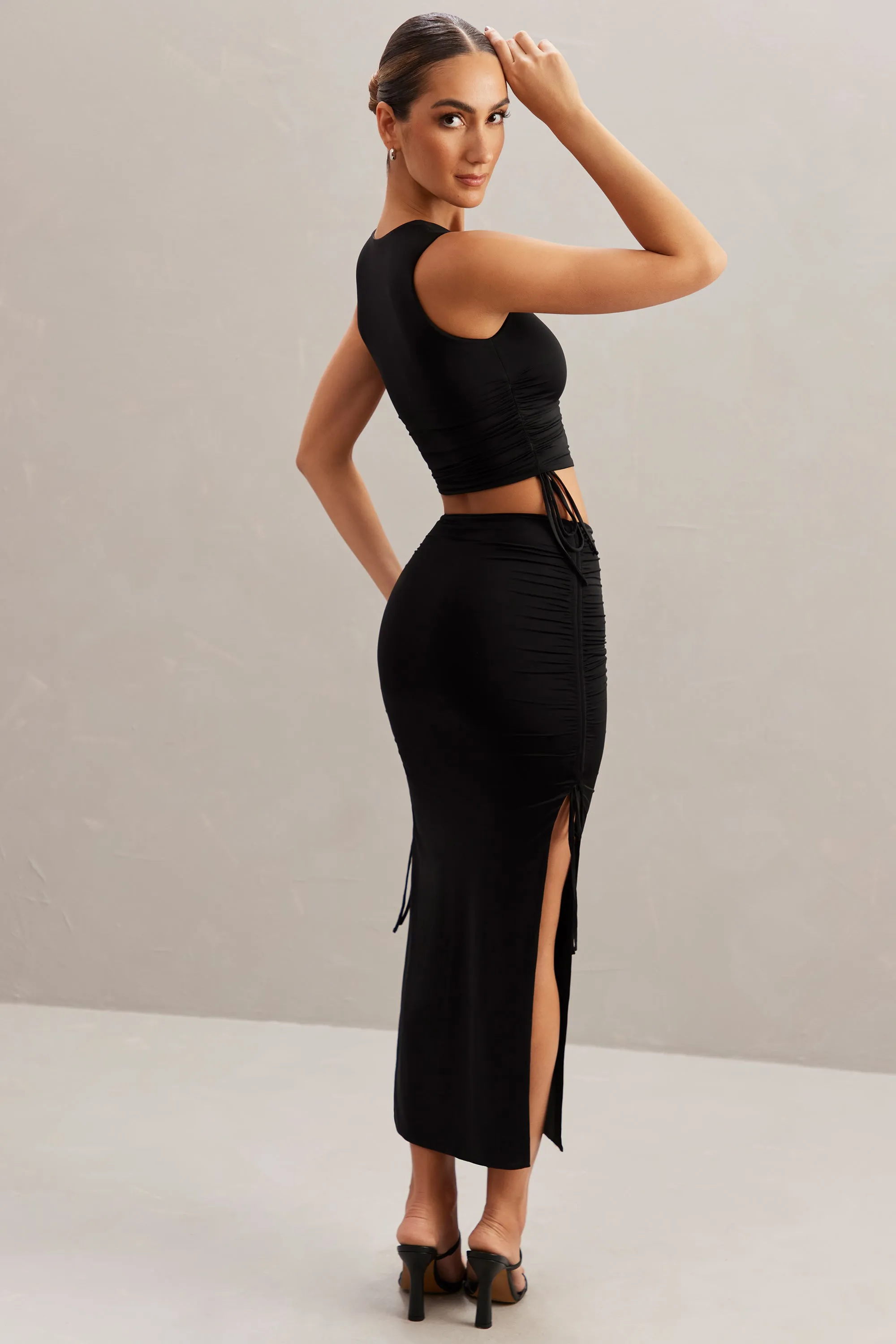 Ruched Tank Top in Black sold by Oh Polly product image thumbnail 4