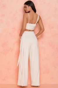 Under Wraps Wrap Over Crop Top in Cream sold by Oh Polly