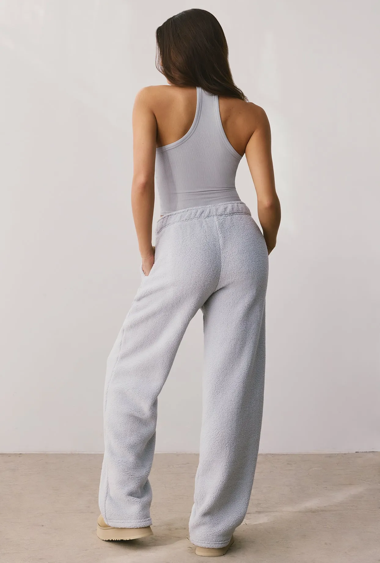Petite Fleece Wide Leg Joggers in Fog sold by Oh Polly product image thumbnail 2