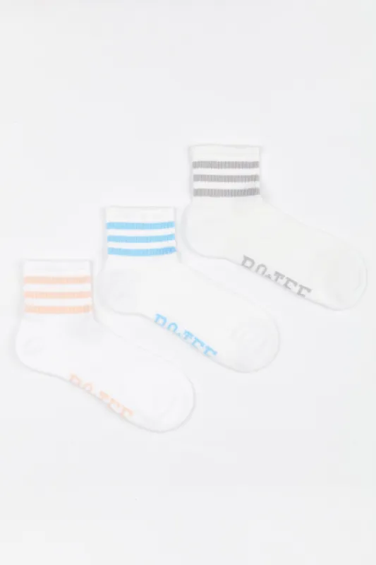 Branded Quarter Crew Sock Multipack in Multi sold by Oh Polly