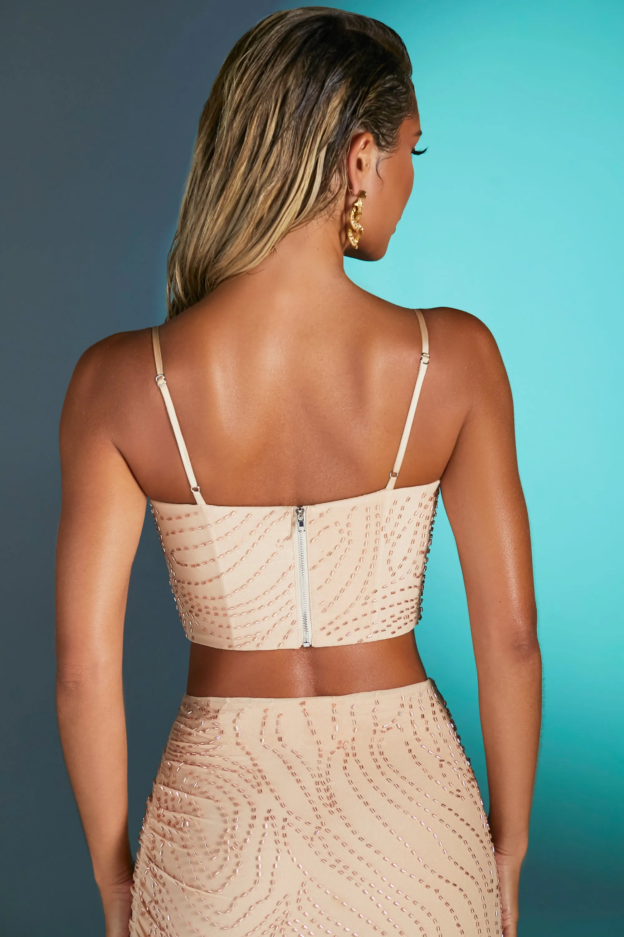 Embellished Crop Top in Sand sold by Oh Polly product image thumbnail 2