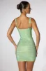 Embellished Corset Mini Dress in Sage Green sold by Oh Polly