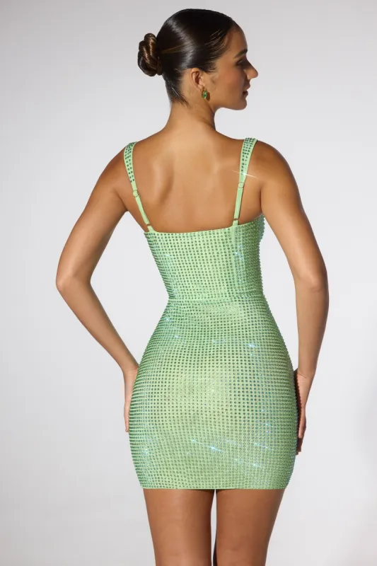 knee length dresses for ladies Constance Embellished Corset Mini Dress in Sage