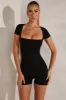 Cap Sleeve Square Neck Unitard in Black sold by Oh Polly