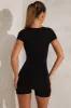Cap Sleeve Square Neck Unitard in Black sold by Oh Polly