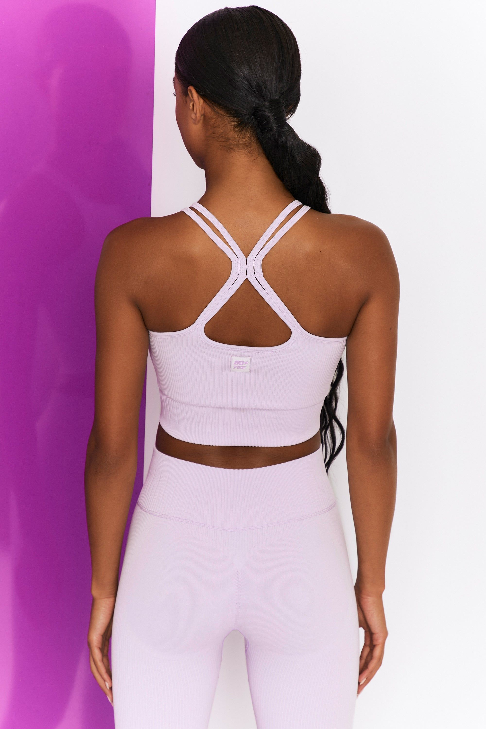 Feel Your Power Ribbed Racer Crop Top in Lilac sold by Oh Polly product image thumbnail 3