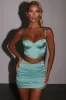 Shine On Ruched Satin Bustier Crop Top in Teal sold by Oh Polly